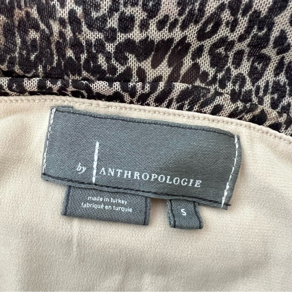 Anthropologie Leopard Print Shirred Mesh Top - Picture 6 of 7